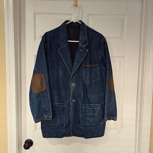 Vtg.‎ Guide Gear Men's Denim Coat Blazer Elbow Patches Multi Pocket Size M or L